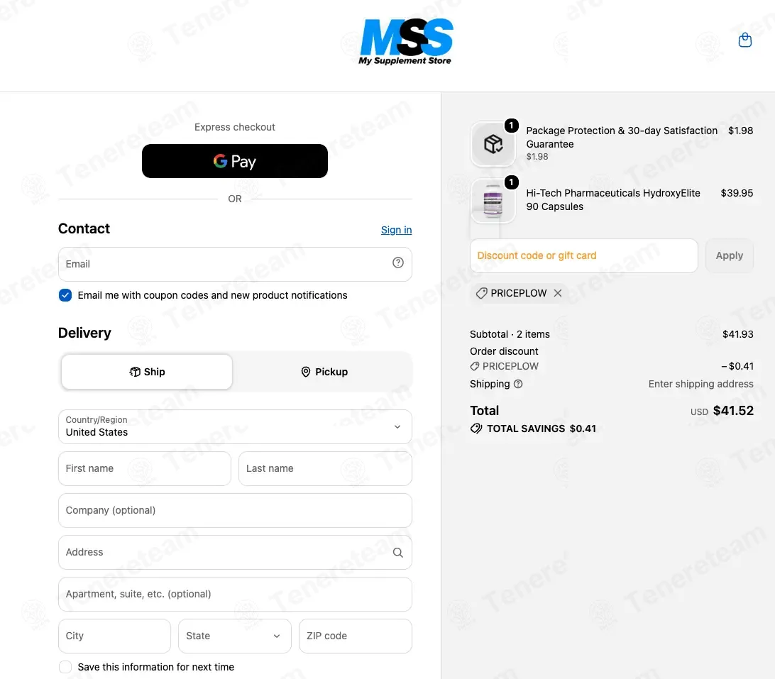 My Supplement Store coupon code: 5% off with PRICEPLOW. Tested and valid as 1 month ago.
