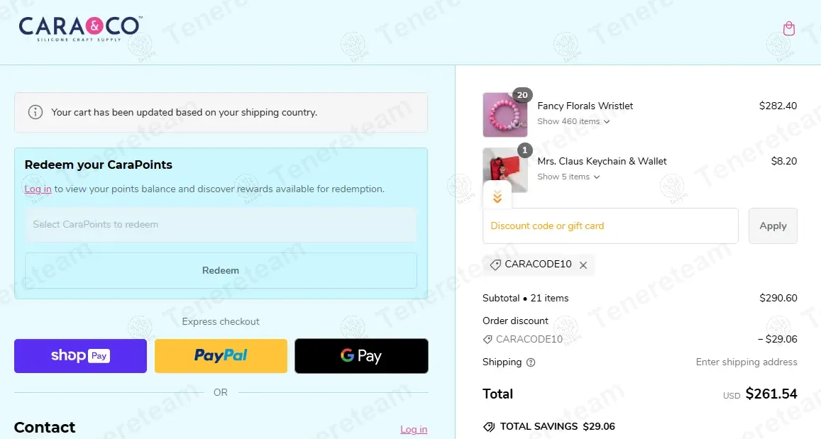 Cara & Co. coupon code: 10% off with CARACODE10. Tested and valid as 1 year ago.