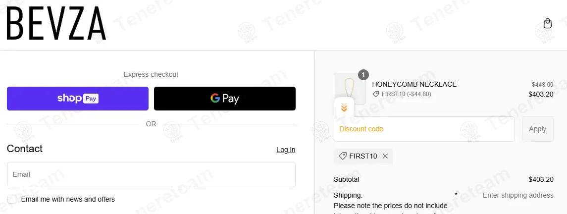 Bevza coupon code: 10% off with FIRST10. Tested and valid as 1 year ago.