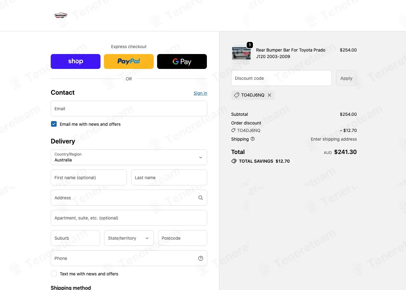 Parts City Australia coupon code: 5% off with TO4DJ6NQ. Tested and valid as 1 month ago.