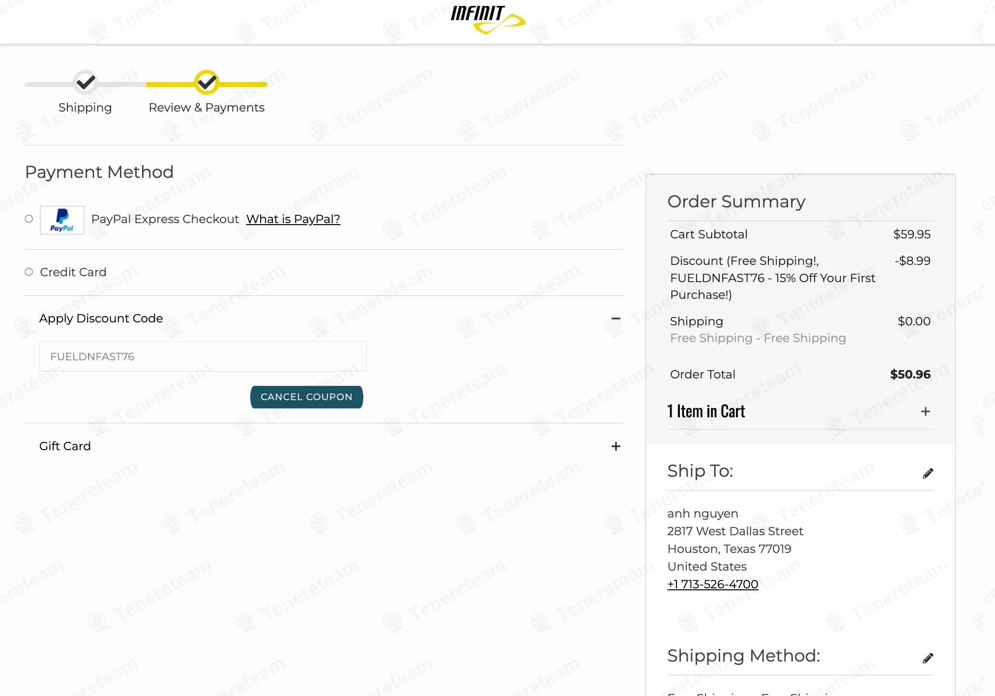 Infinit Nutrition coupon code: 15% off with FUELDNFAST76. Tested and valid as 8 months ago.