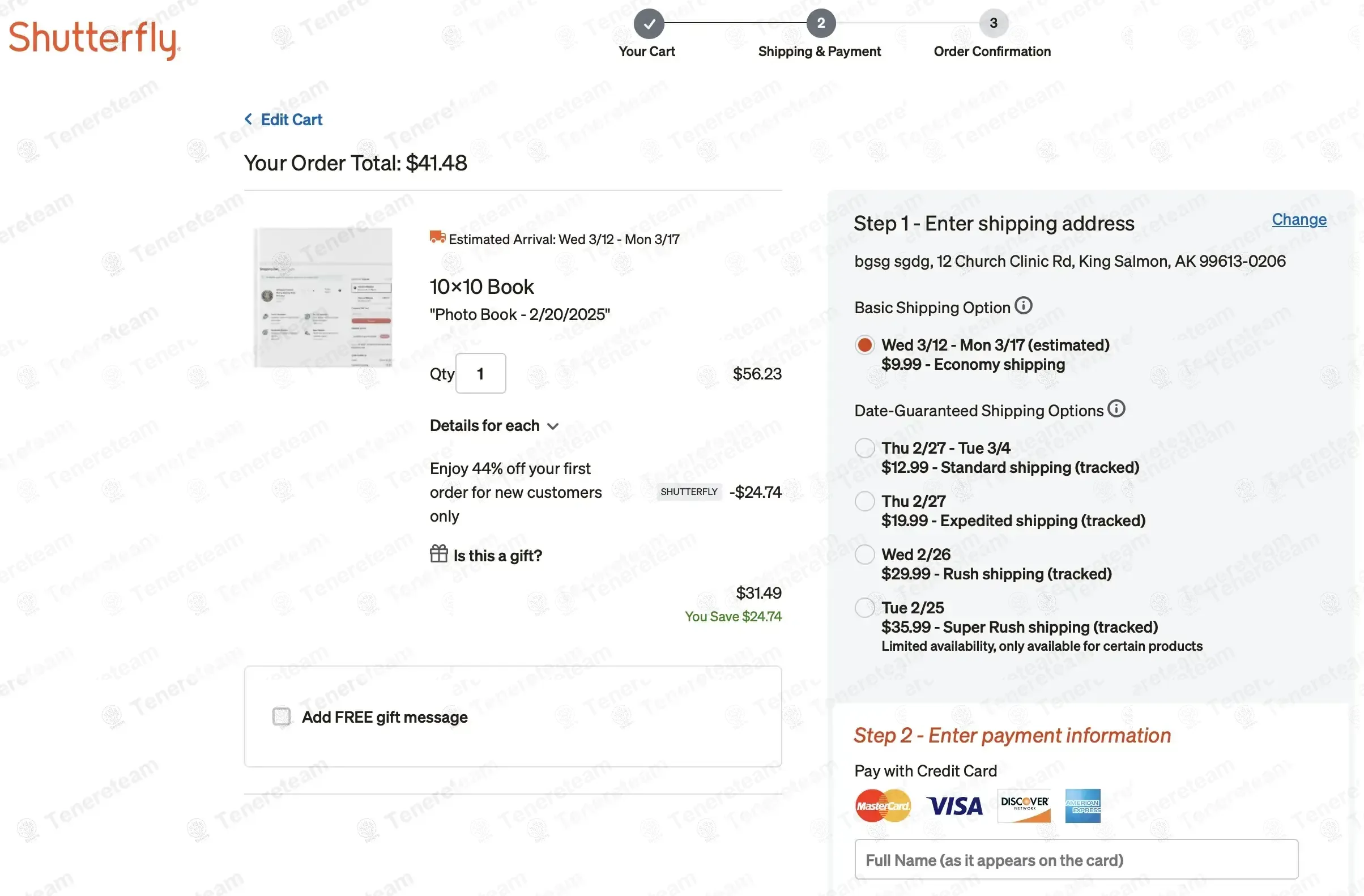 Shutterfly coupon code: 44% off with SHUTTERFLY. Tested and valid as 1 month ago.