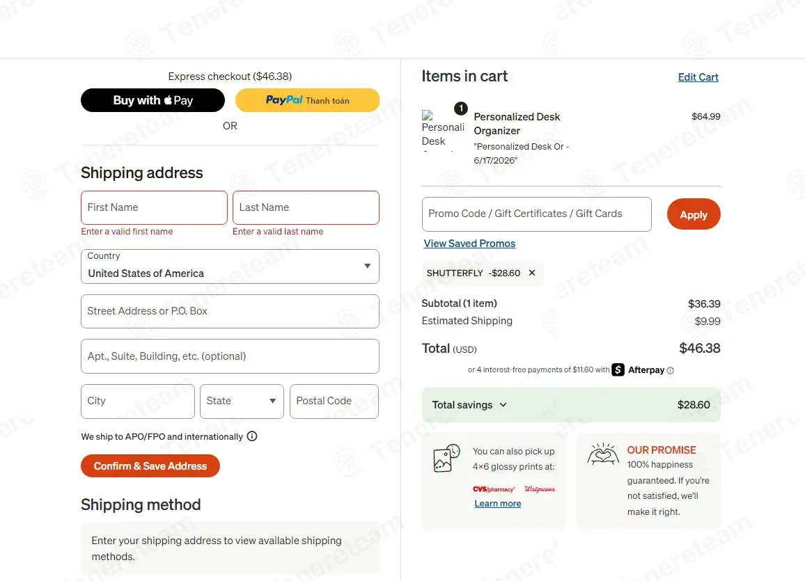 Shutterfly coupon code: 44% off with SHUTTERFLY. Tested and valid as 1 month ago.