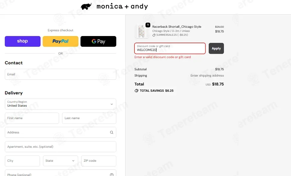 Monica And Andy coupon code: 20% off with WELCOME20. Tested and valid as 1 day ago.