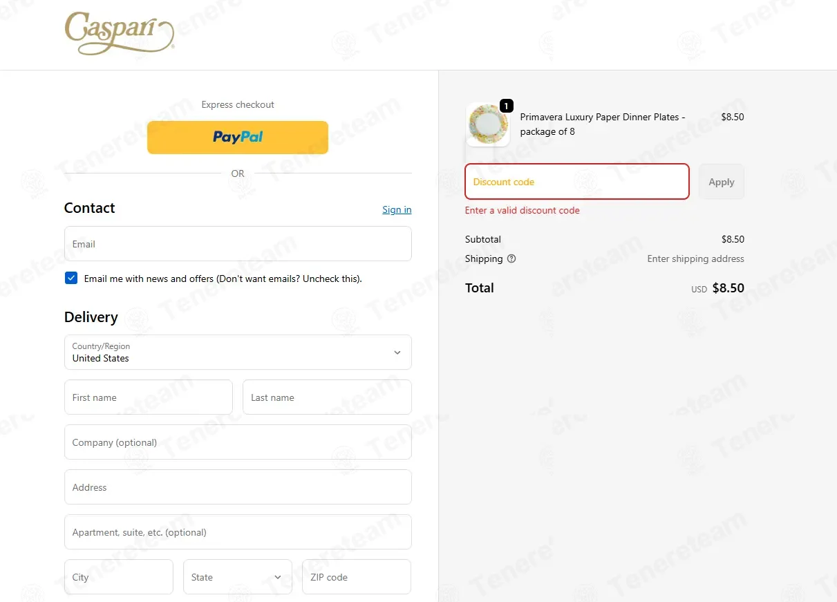 Caspari coupon code: 15% off with COMEBACK15. Tested and valid as 3 months ago.