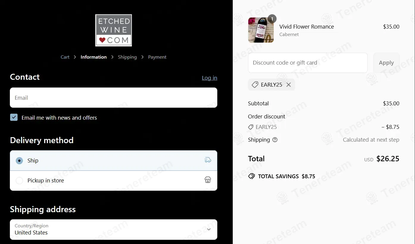 EtchedWine coupon code: 25% off with EARLY25. Tested and valid as 1 year ago.