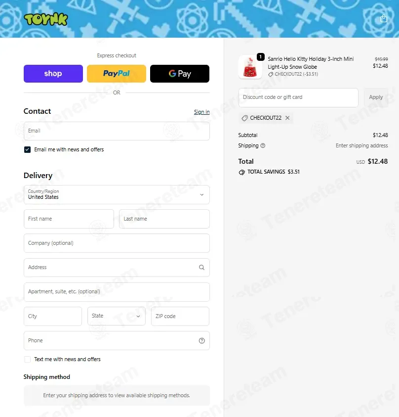 Toynk Toys coupon code: 15% off with CHECKOUT22. Tested and valid as 3 weeks ago.