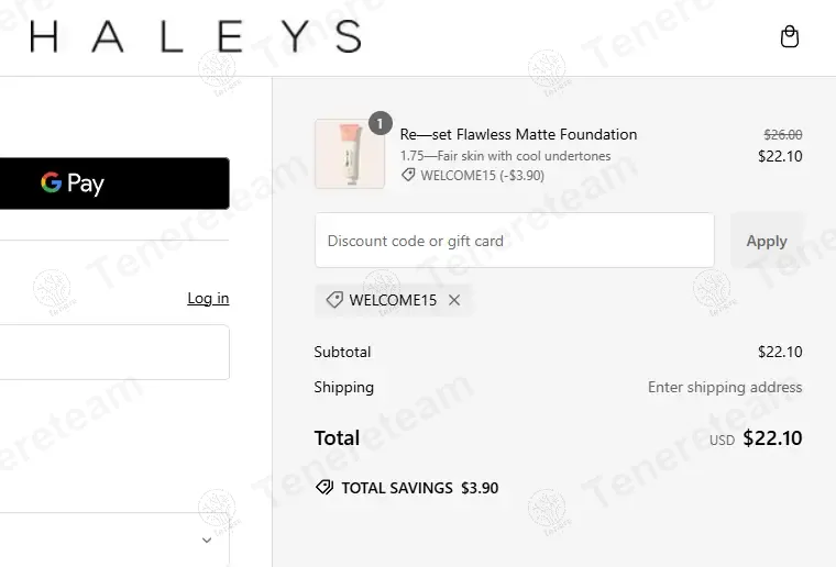 Haleys Beauty coupon code: 15% off with WELCOME15. Tested and valid as 1 year ago.