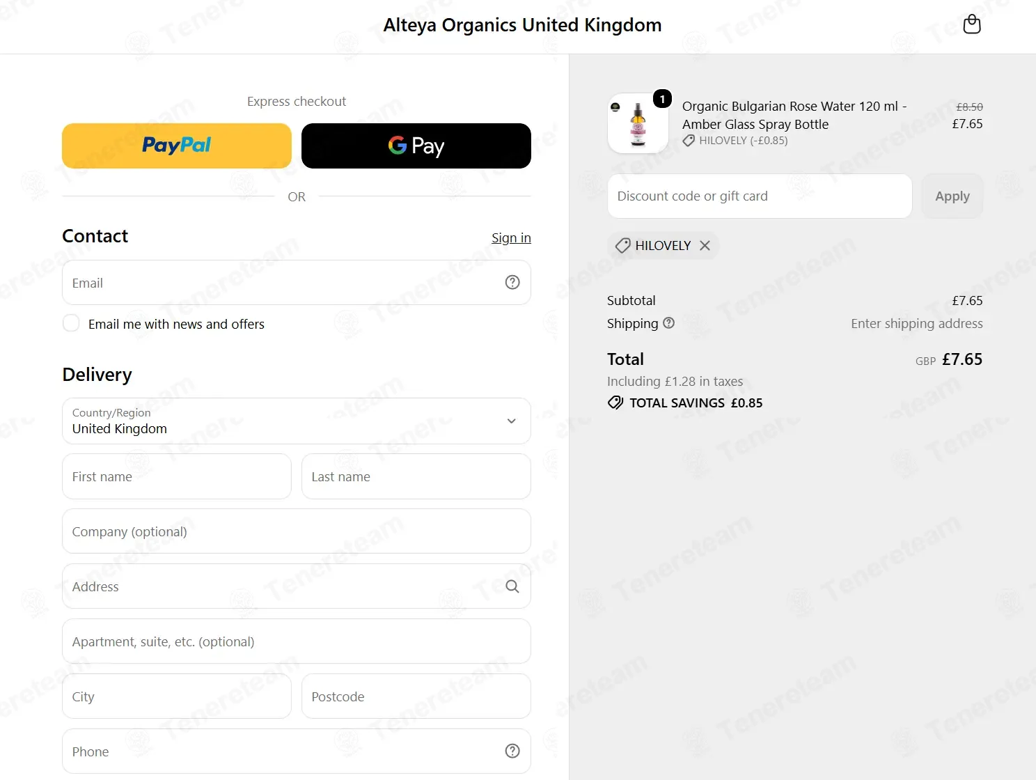 Alteya Organics UK coupon code verified as working at checkout
