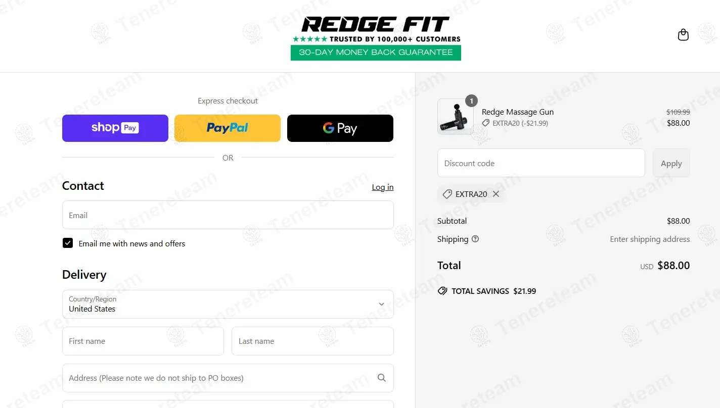 Redge Fit coupon code: 20% off with EXTRA20. Tested and valid as 6 months ago.