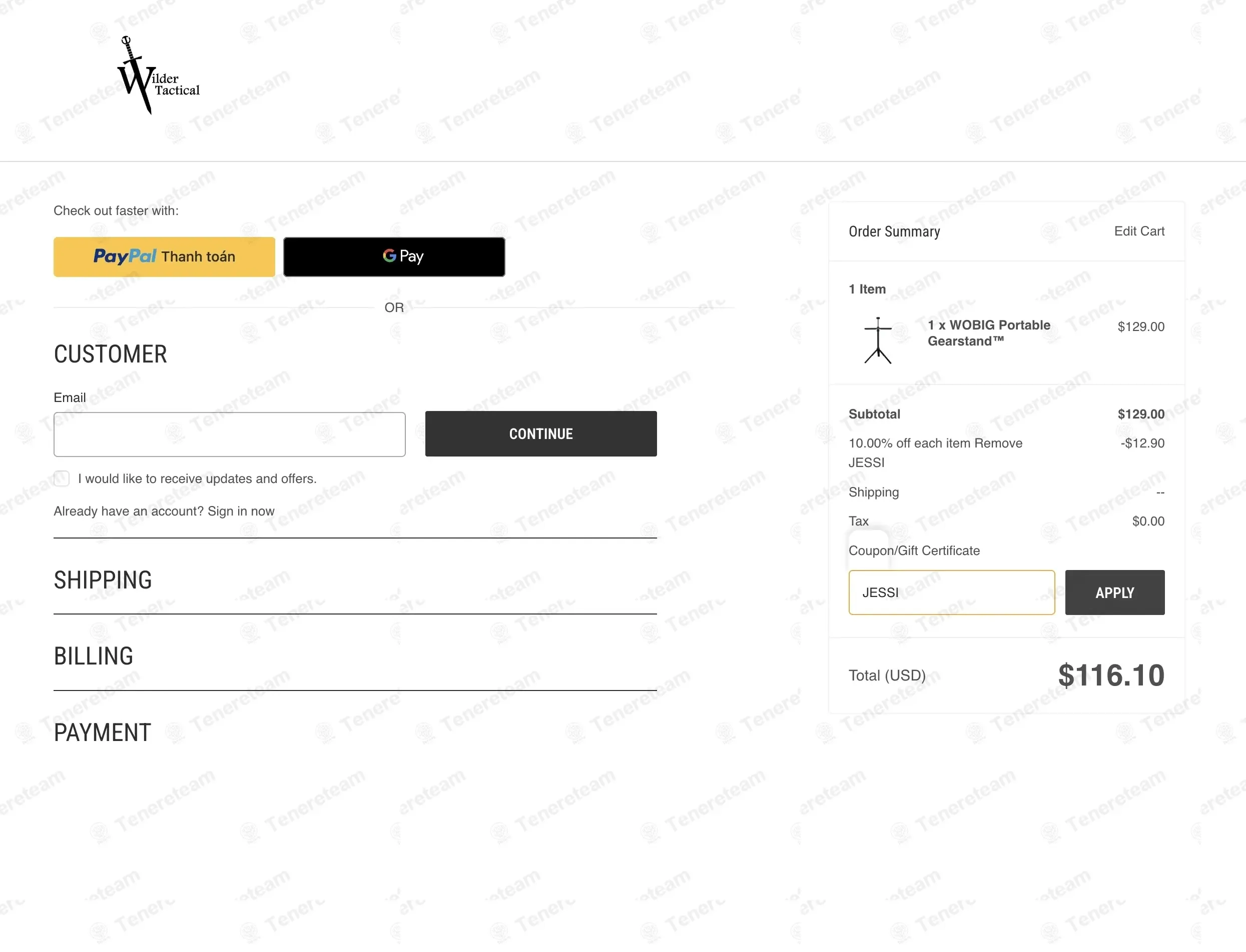 Wilder Tactical coupon code: 10% off with JESSI. Tested and valid as 2 weeks ago.