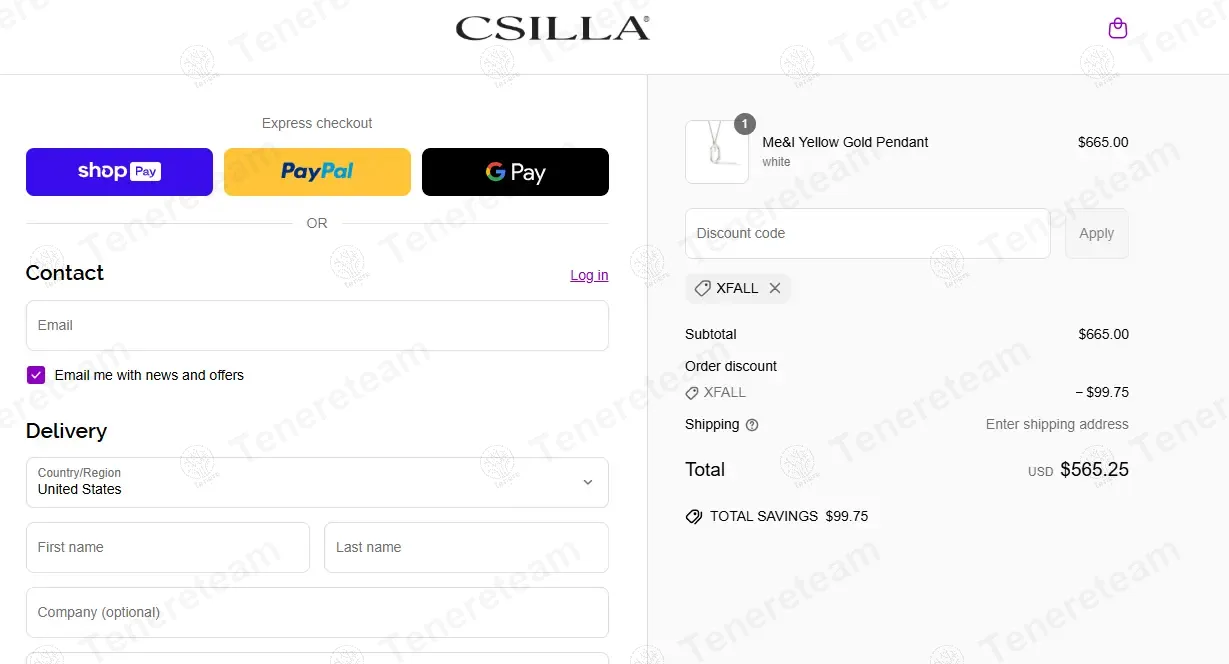 Csilla Jewelry coupon code: 15% off with XFALL. Tested and valid as 1 year ago.