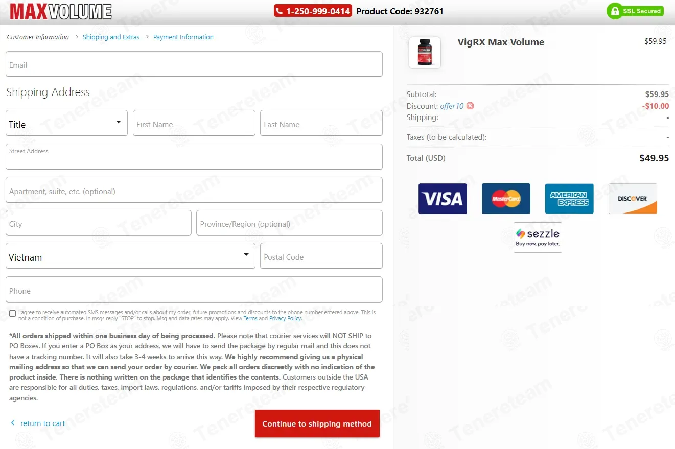 VigRX Max Volume coupon code: $10 off with OFFER10. Tested and valid as 1 month ago.