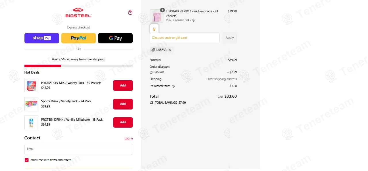BioSteel CA coupon code: 20% off with LASFAR. Tested and valid as 9 months ago.