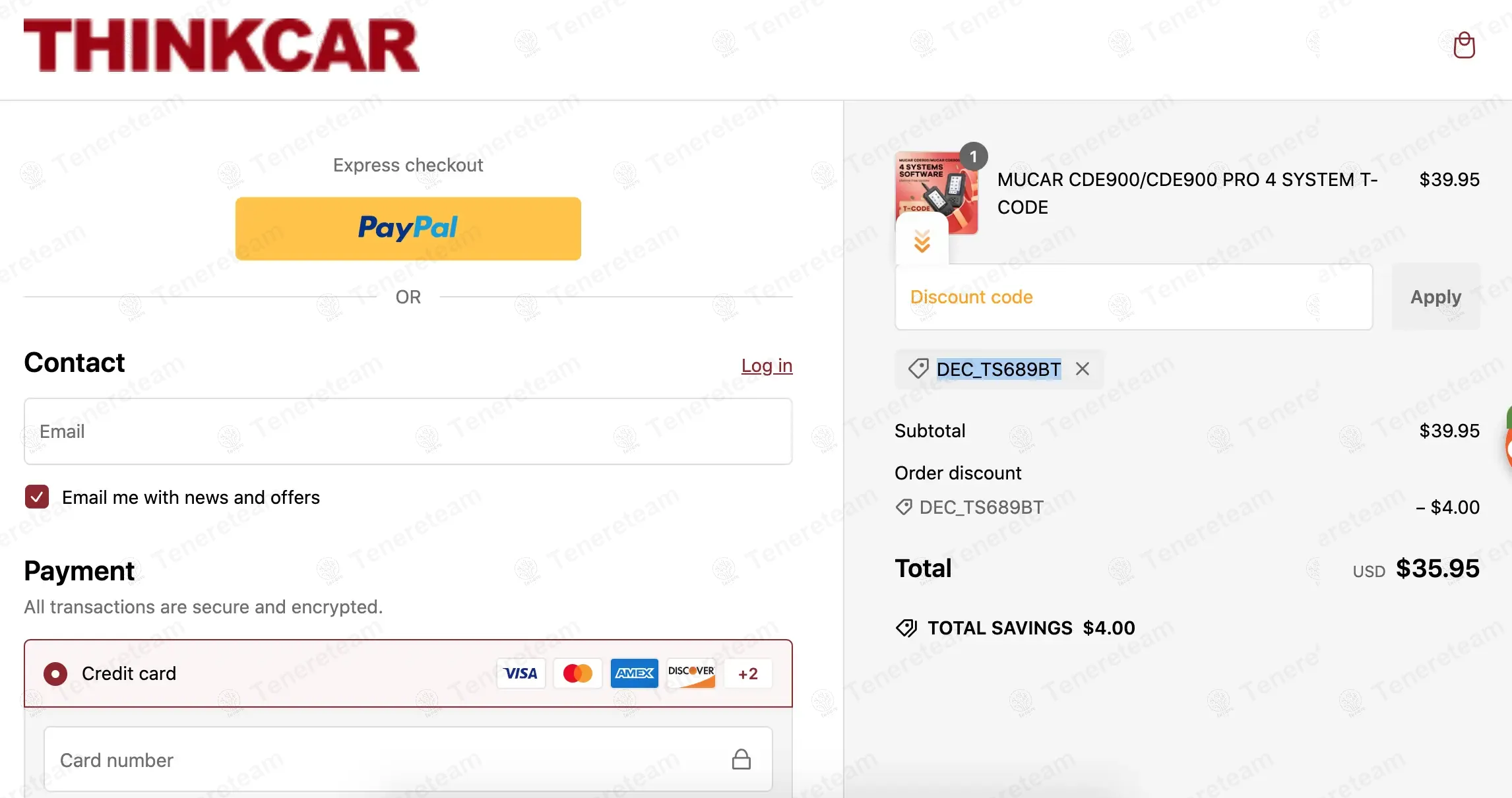 THINKCAR apply coupon code