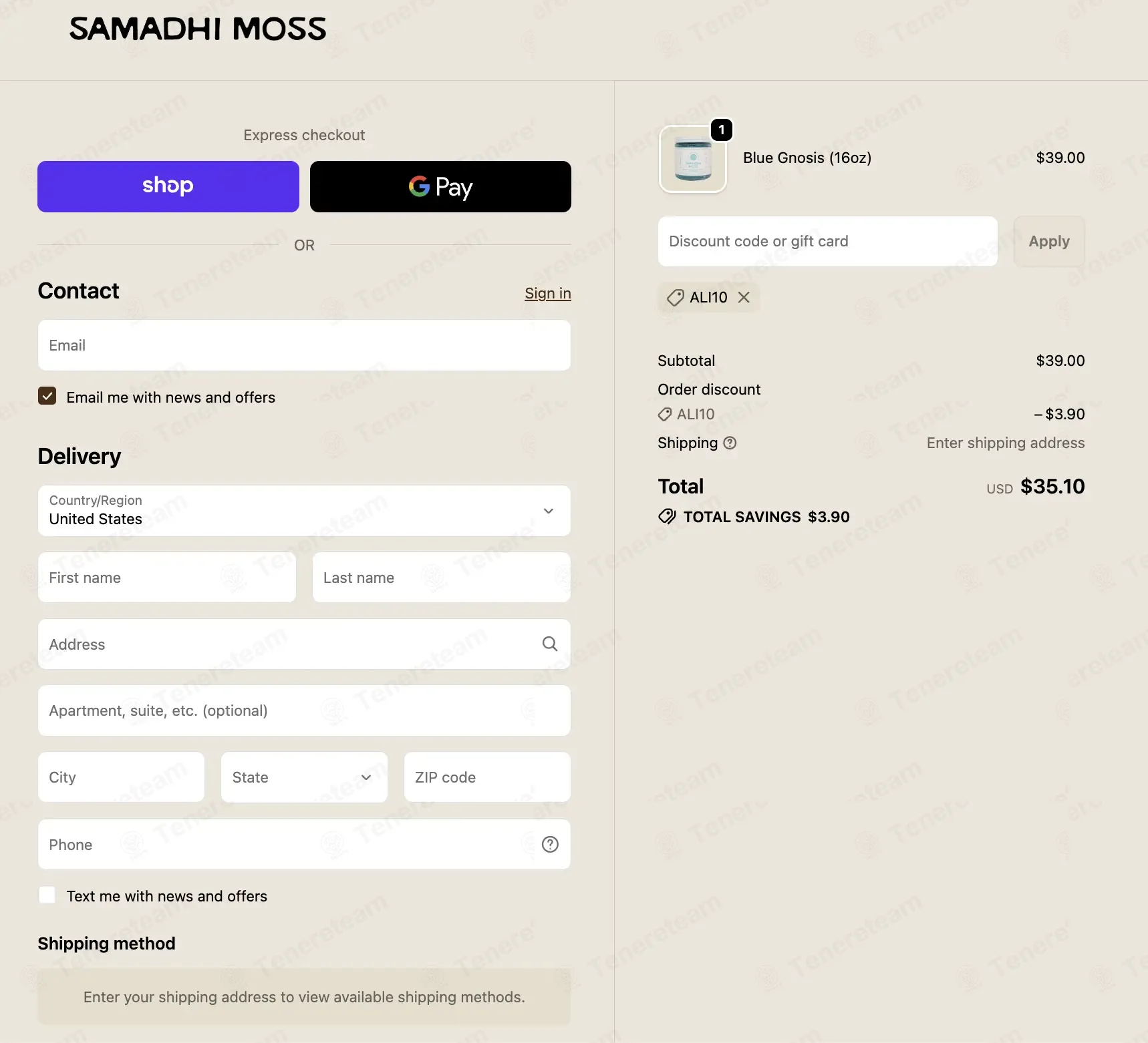 Samadhi Moss coupon code: 10% off with ALI10. Tested and valid as 1 week ago.