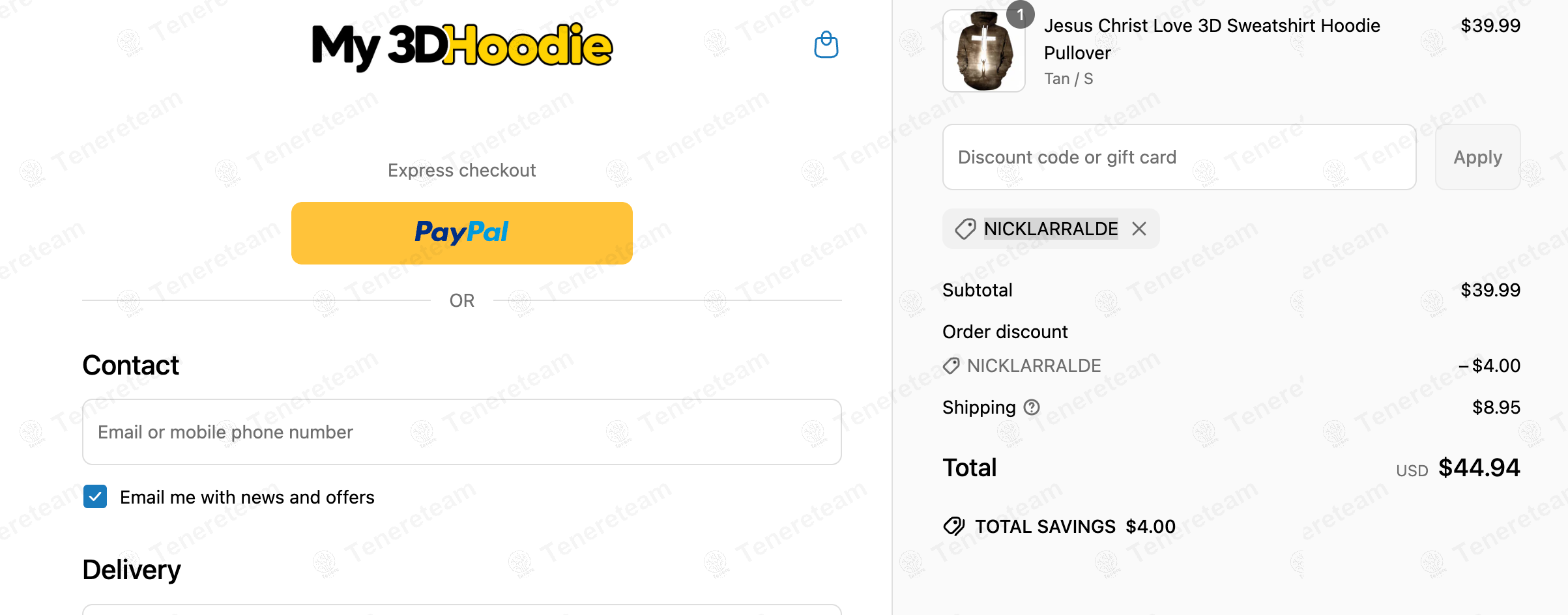 My 3D Hoodie coupon code: 10% off with NICKLARRALDE. Tested and valid as 1 year ago.