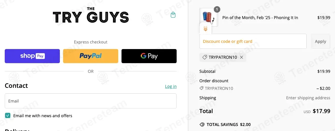 Try Guys coupon code: 10% off with TRYPATRON10. Tested and valid as 1 year ago.