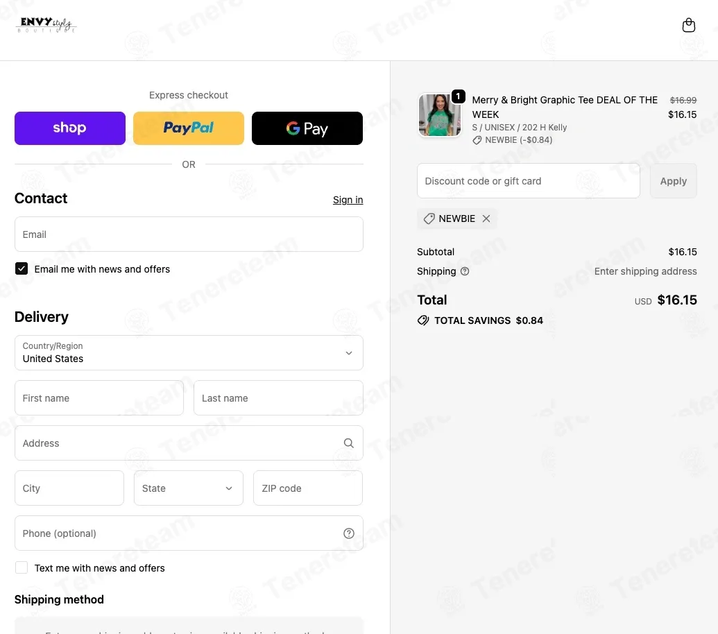 Envy Stylz Boutique coupon code: 5% off with NEWBIE. Tested and valid as 7 months ago.