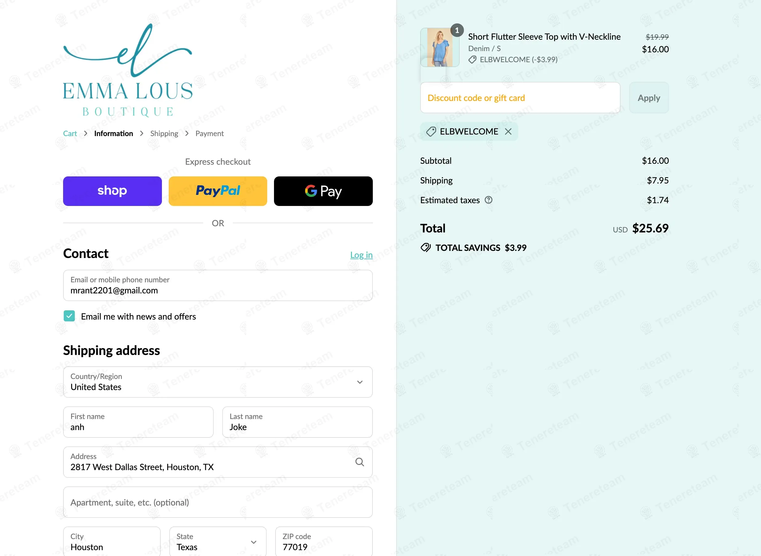 Emma Lou's Boutique apply coupon code