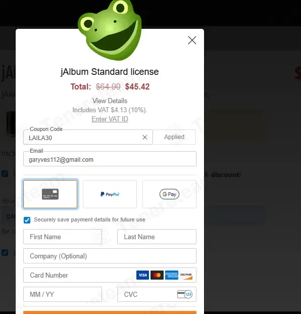 Jalbum coupon code verified as working at checkout