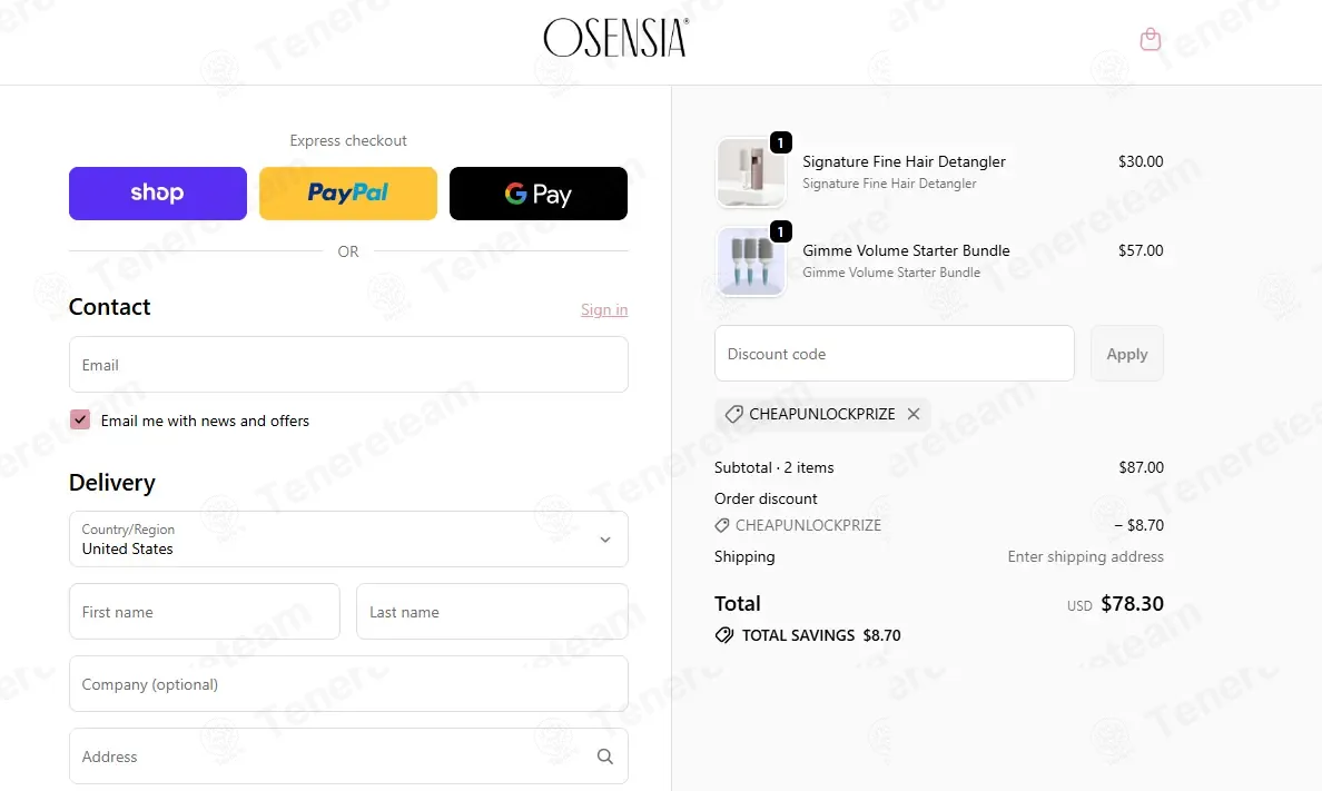 Osensia apply coupon code