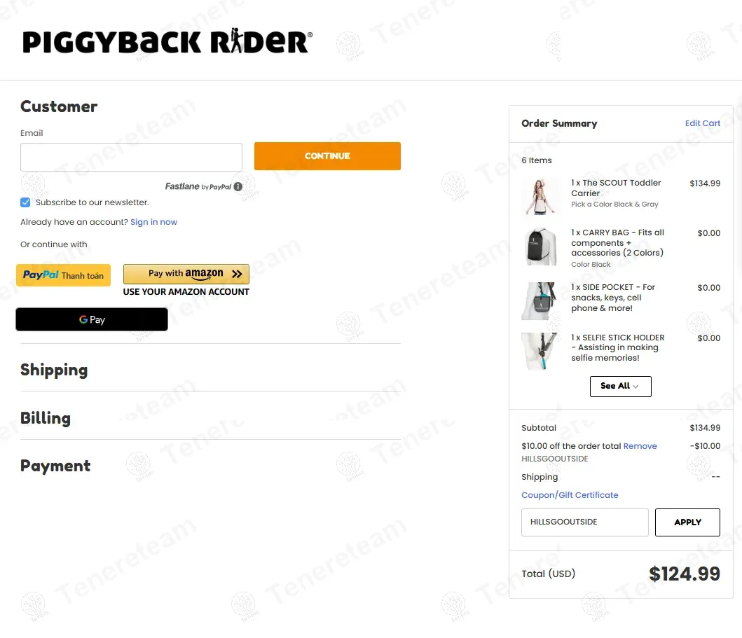 Piggyback Rider coupon code: $10 off with HILLSGOOUTSIDE. Tested and valid as 1 year ago.