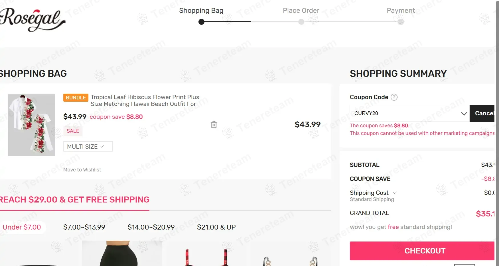 RoseGal coupon code: 20% off with CURVY20. Tested and valid as 1 year ago.