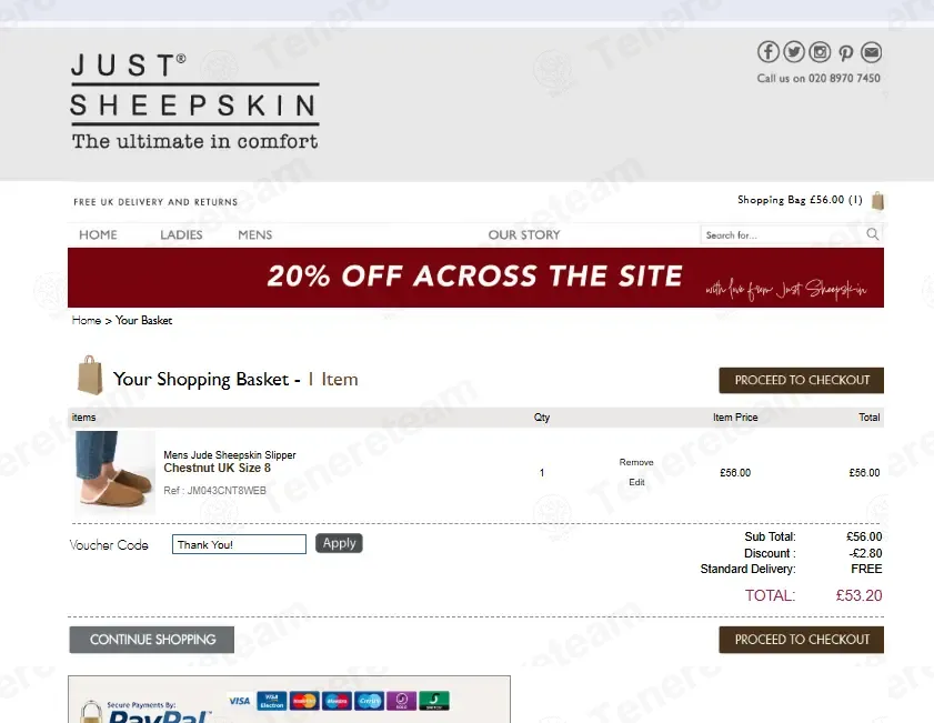 Just Sheepskin coupon code: 5% off with SAVE5. Tested and valid as 7 months ago.