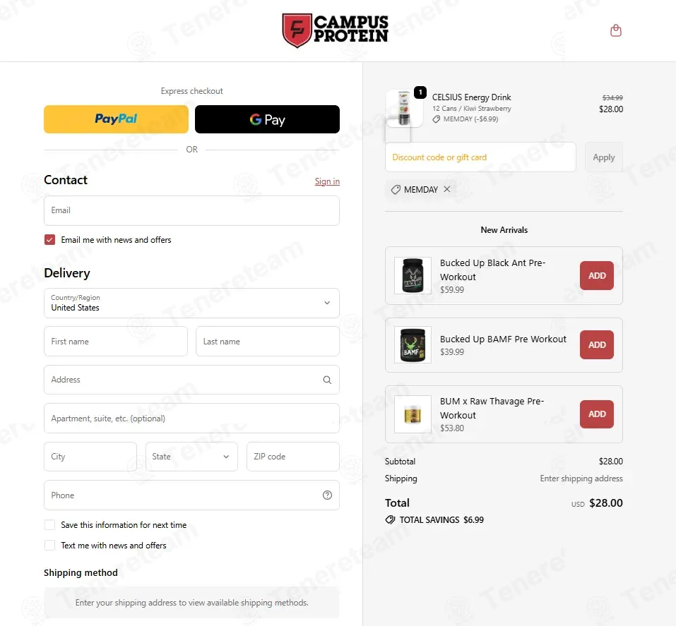 Campus Protein coupon code: 20% off with MEMDAY. Tested and valid as 7 months ago.