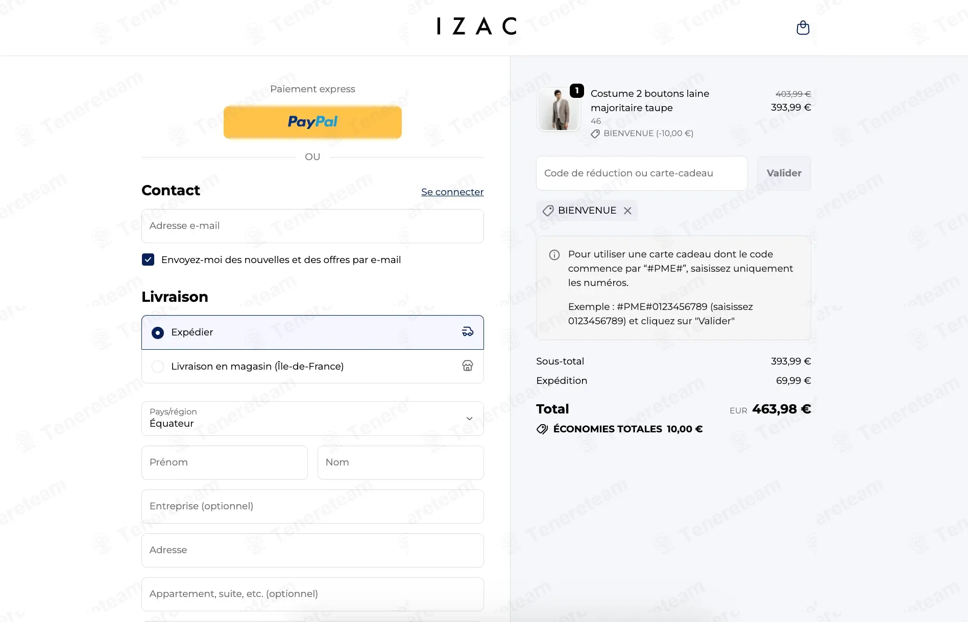 Izac FR coupon code: $10 off with BIENVENUE. Tested and valid as 8 months ago.