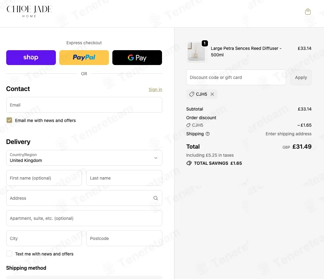 Chloe Jade Home coupon code: 5% off with CJH5. Tested and valid as 7 months ago.