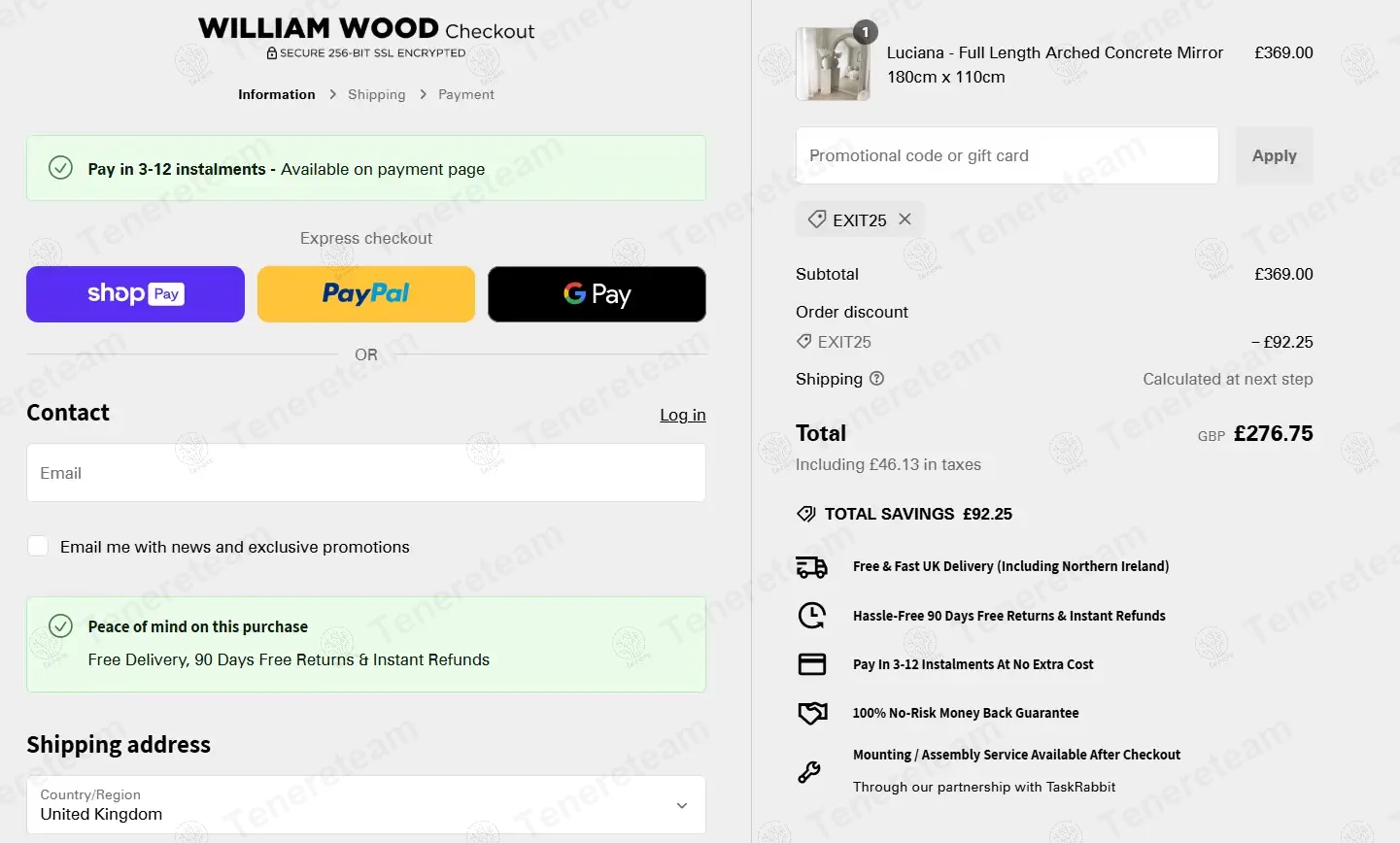 William Wood Mirrors apply coupon code