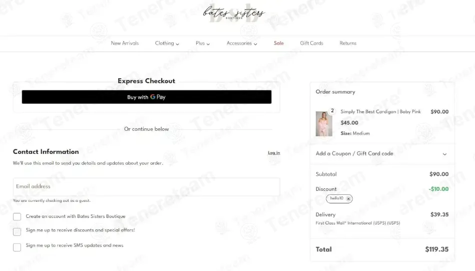 Bates Sisters Boutique coupon code: 10% off with HELLO10. Tested and valid as 6 months ago.