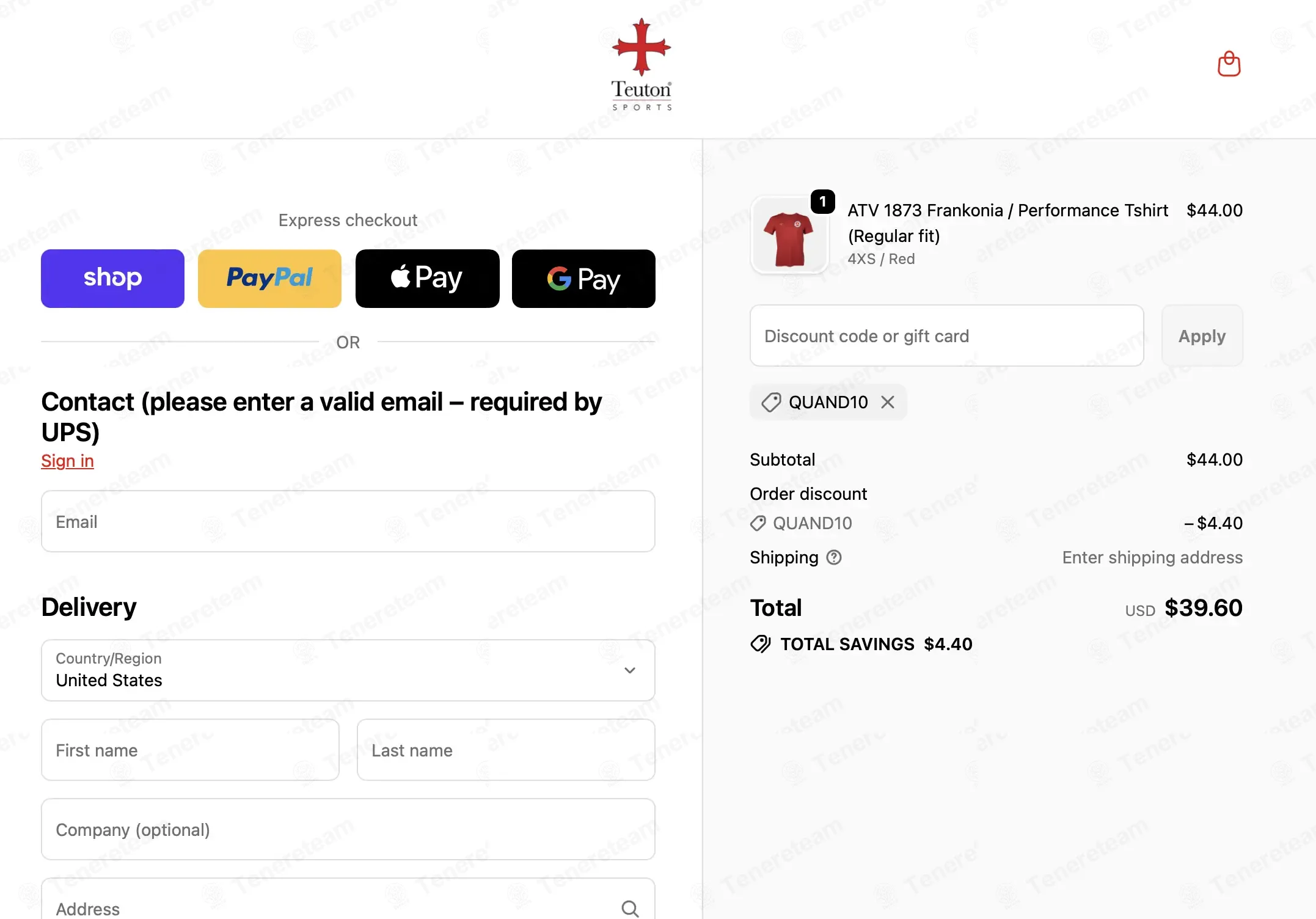 Teuton Sports coupon code: 10% off with QUAND10. Tested and valid as 4 months ago.
