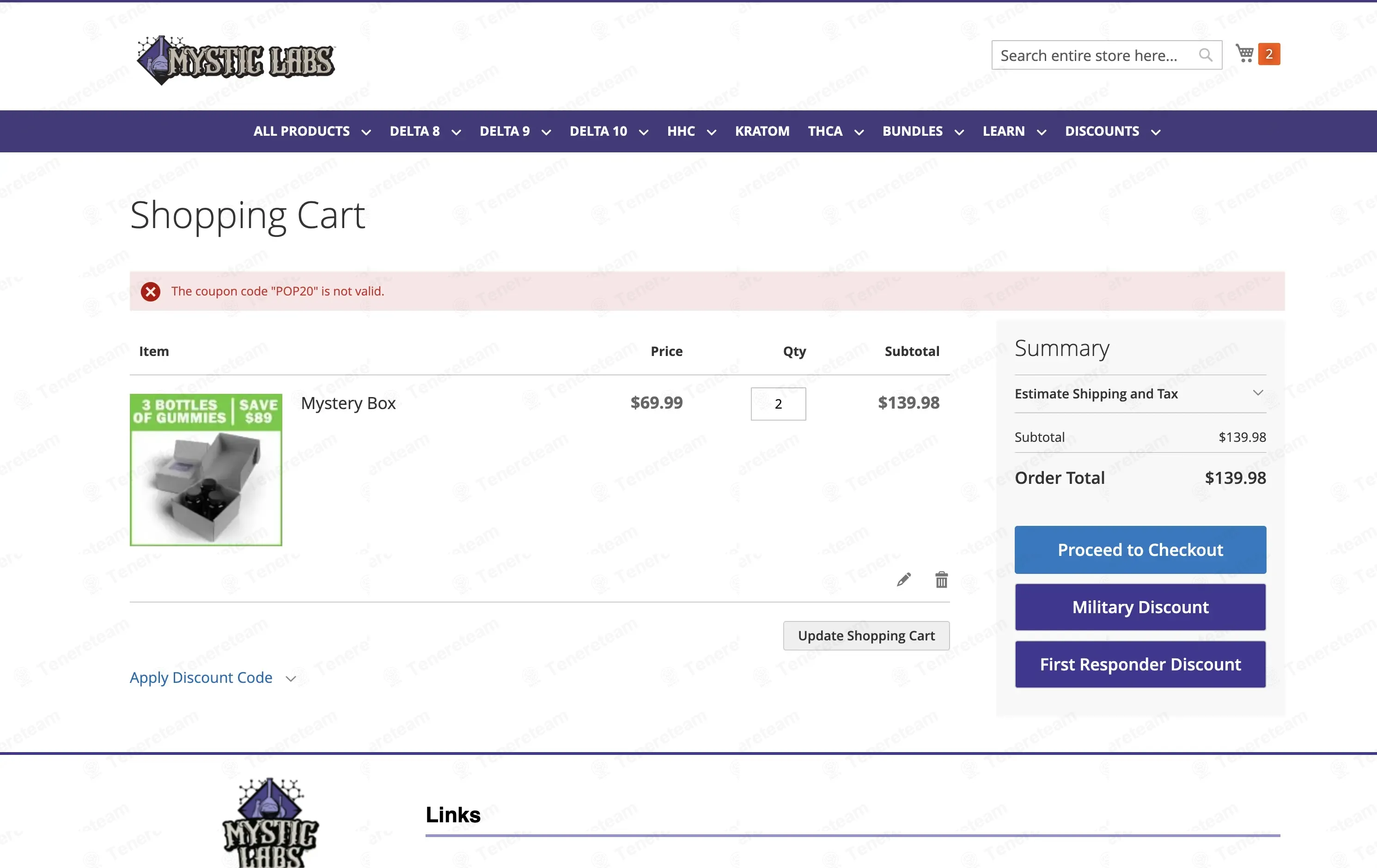 Mystic Labs coupon code: 20% off with POP20. Tested and valid as 3 months ago.