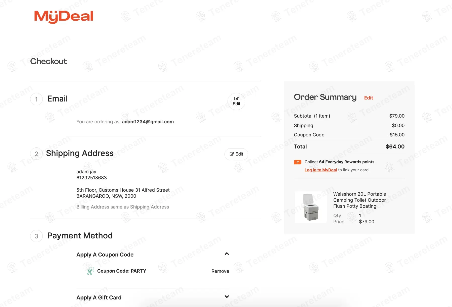 Mydeal coupon code: $15 off with PARTY. Tested and valid as 7 months ago.