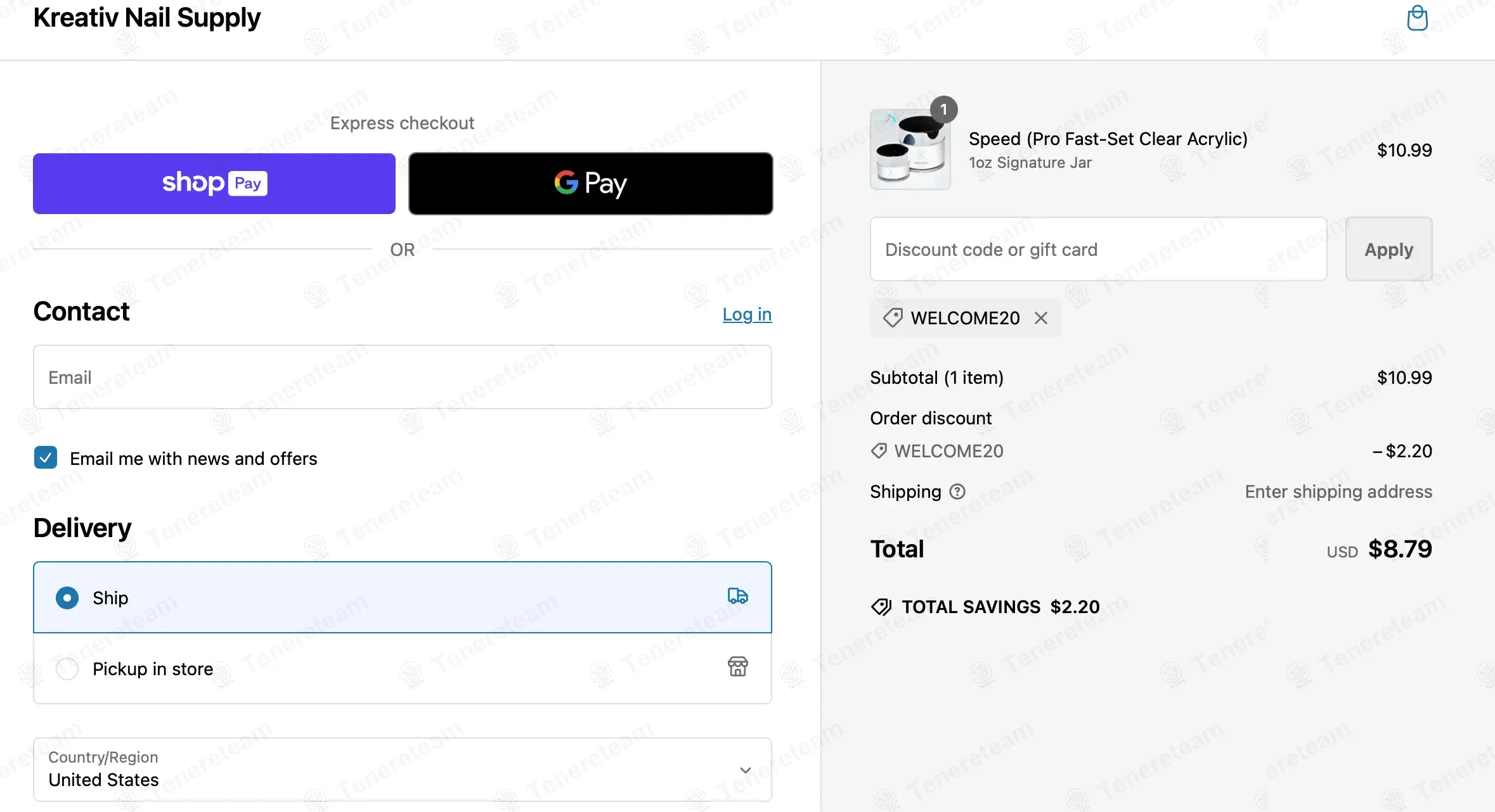 Kreativ Nail Supply coupon code: 20% off with WELCOME20. Tested and valid as 1 year ago.