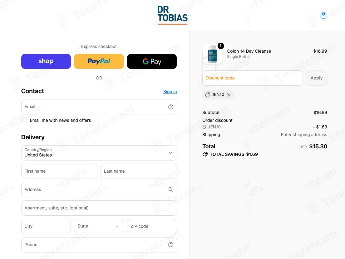 Dr. Tobias apply coupon code