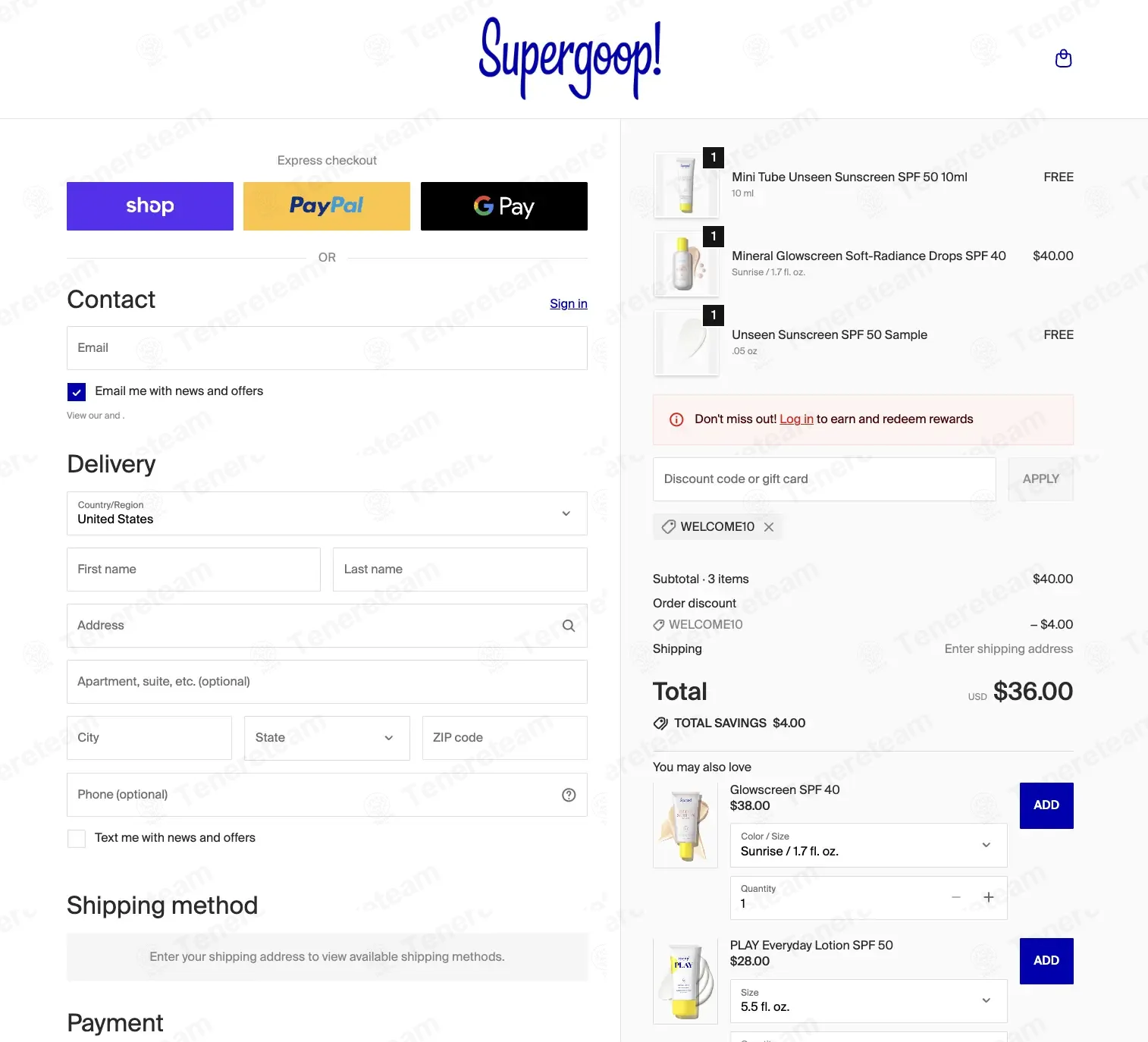 Supergoop coupon code: 10% off with WELCOME10. Tested and valid as 1 month ago.