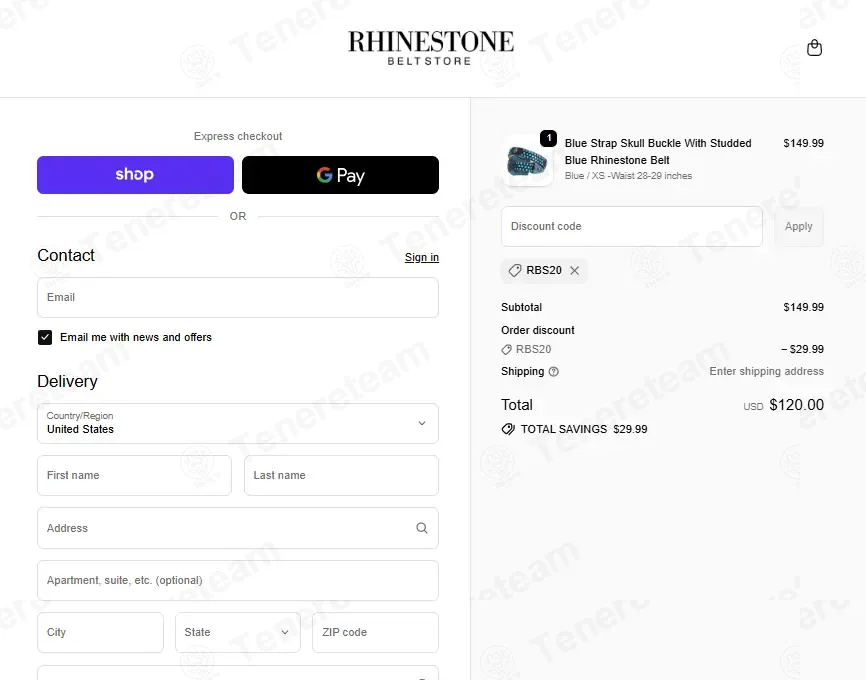 Rhinestone Belt Store coupon code: 20% off with RBS20. Tested and valid as 8 months ago.