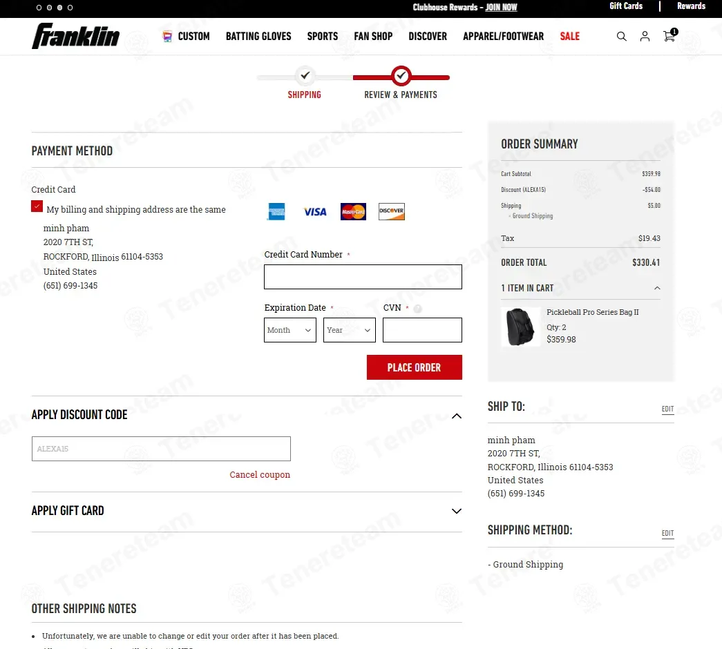 Franklin Sports coupon code: 15% off with ALEXA15. Tested and valid as 2 months ago.