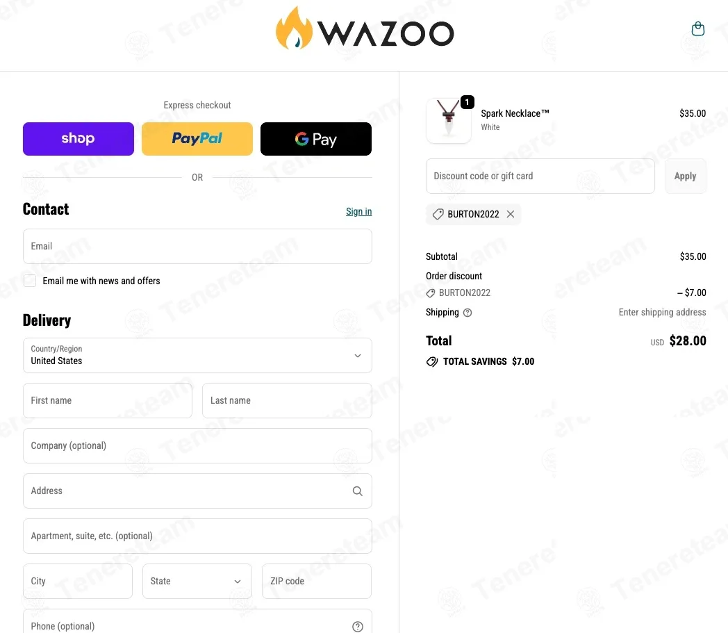 Wazoo Survival Gear coupon code: 20% off with BURTON2022. Tested and valid as 1 week ago.