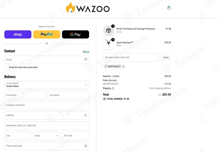 Wazoo Survival Gear coupon code: 20% off with BURTON2022. Tested and valid as 1 week ago.