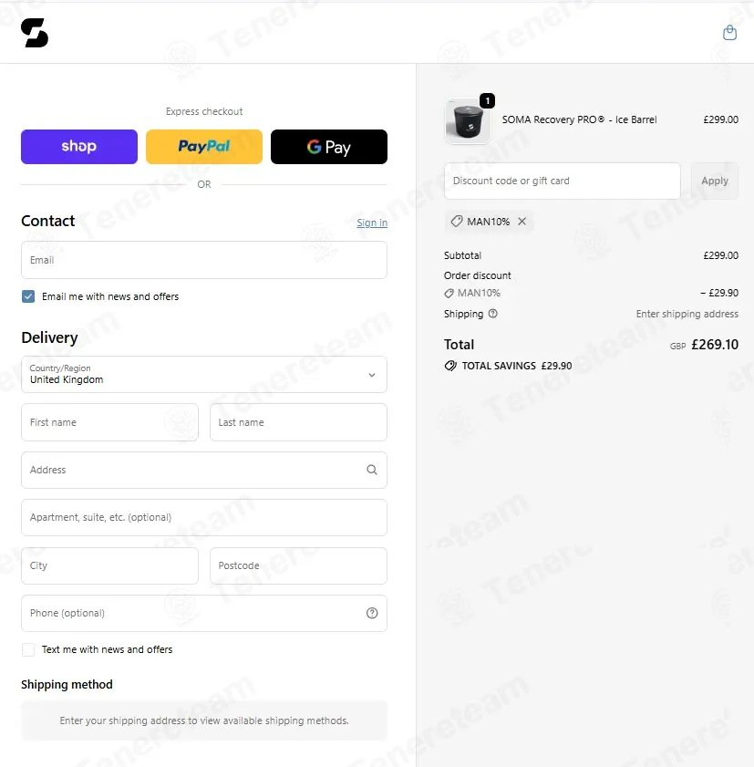 Soma Recovery coupon code: 10% off with MAN10%. Tested and valid as 1 month ago.