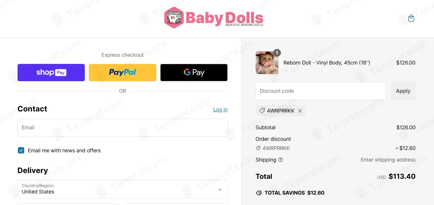 Baby Dolls IE coupon code: 10% off with 4WRPRRKK. Tested and valid as 1 year ago.