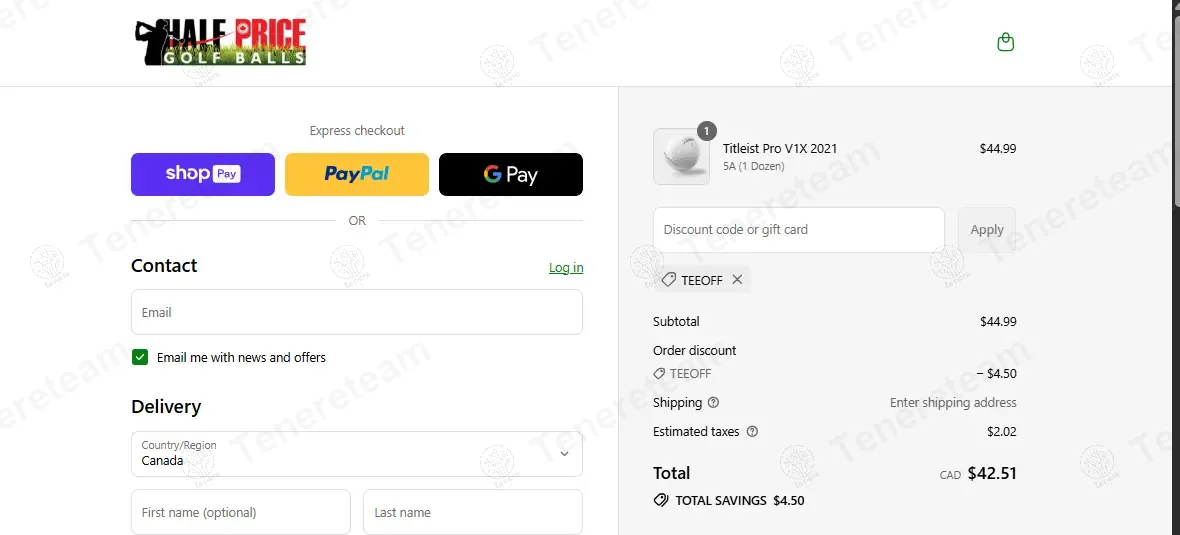 Half Price Golf Balls coupon code: 10% off with TEEOFF. Tested and valid as 6 months ago.