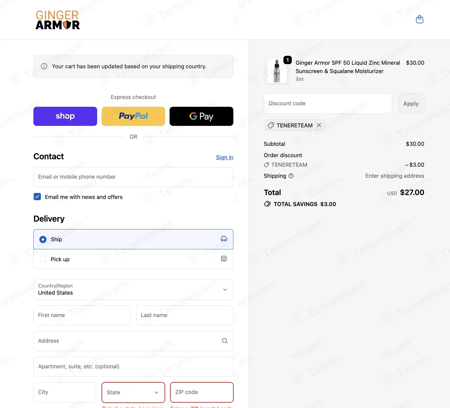 Ginger Armor coupon code verified as working at checkout
