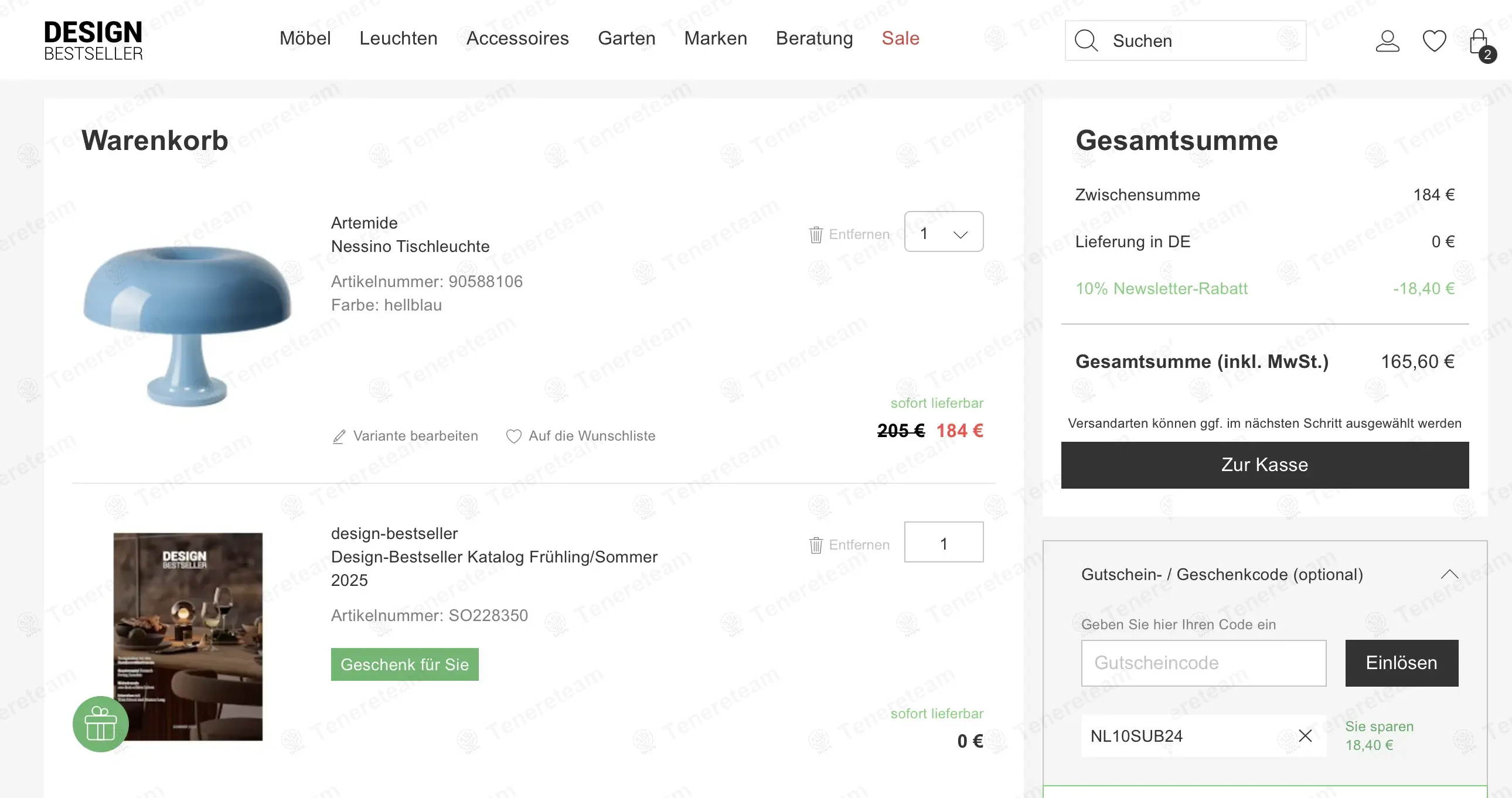 Design-bestseller DE coupon code: 10% off with NL10SUB25. Tested and valid as 8 months ago.
