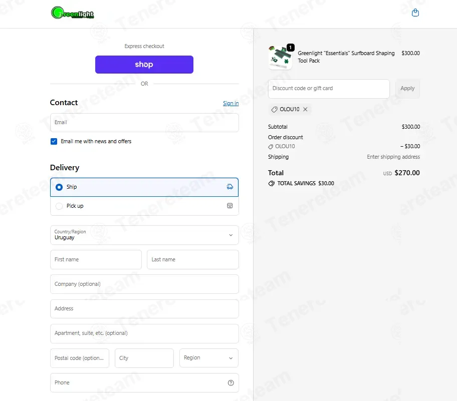 Greenlight Surf Supply coupon code verified as working at checkout